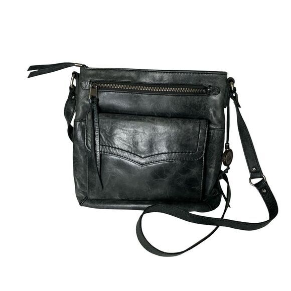 The Sak Ventura‎ Flap Organizer Crossbody Black Distressed Leather Bag Purse - Picture 1 of 11